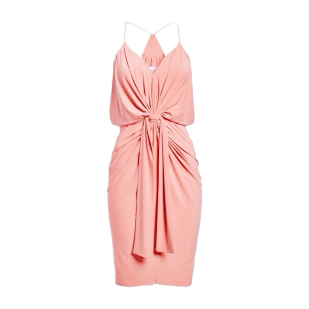 🆕 Miss Los Angeles Domino Tie Front Midi Dress in coral size x small
